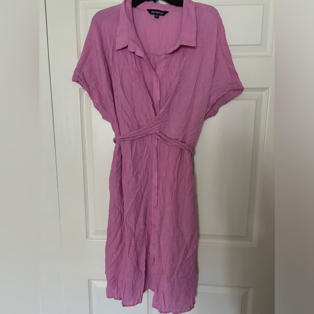 Beautiful Crinkle Tie Waist Button up Dress 👗